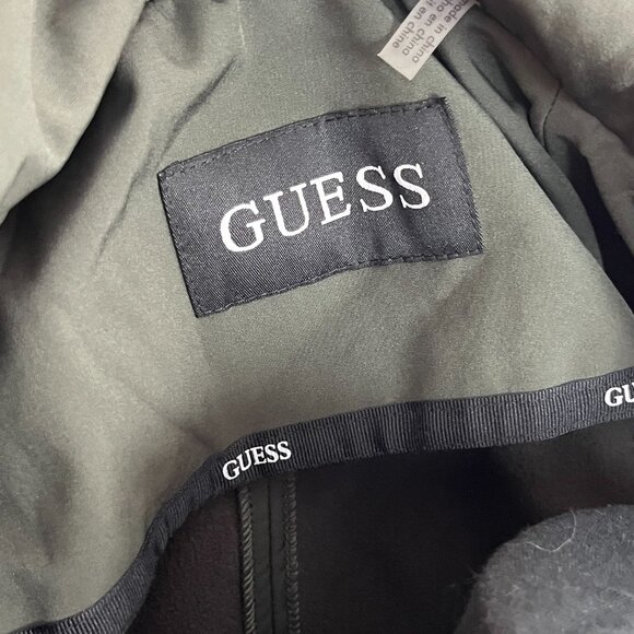 NWT Guess Olive Green Raincoat Utility Trench Coat w/ Belt Hood Pockets Size XS - Picture 13 of 16